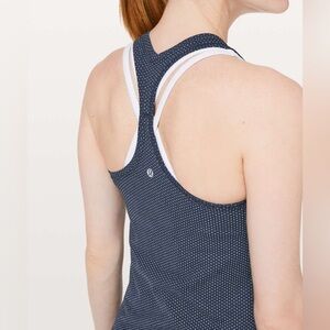 Lululemon Cool Racerback II navy white polka dot